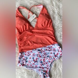 New Sz XL women’s bright orange beautiful swimming Tankini set